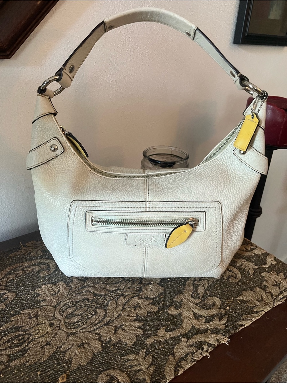 Y2K Vintage Coach , Cream Pebbled leather Penelope shoulder bag f.14680